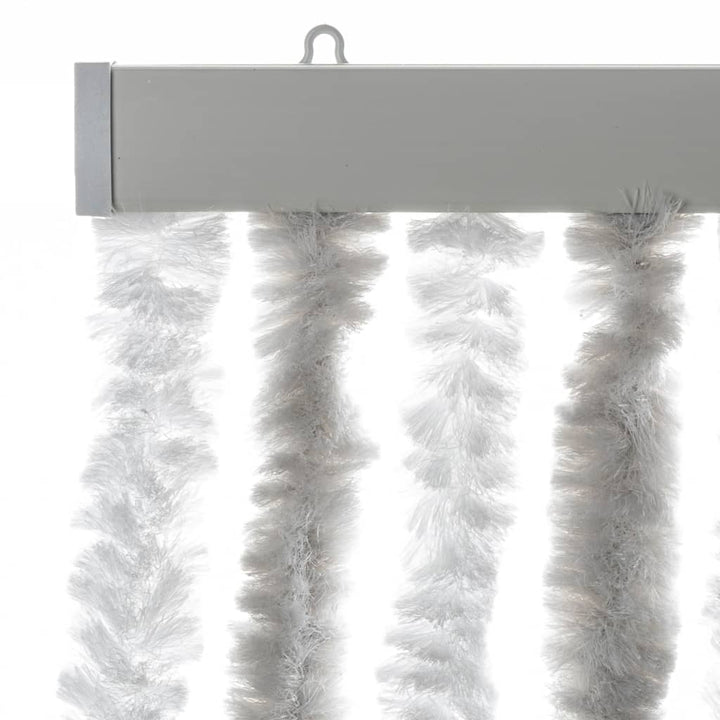 flueforhæng 90x200 cm chenille lysegrå og hvid