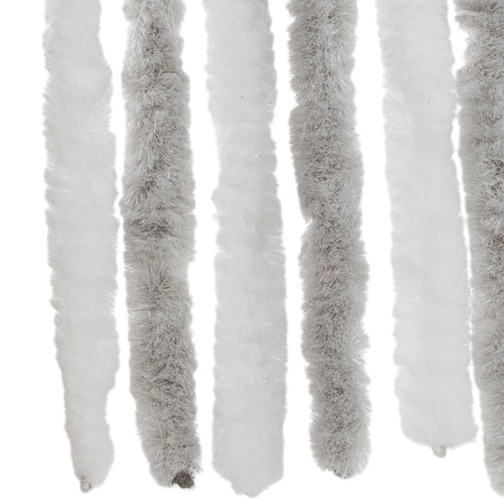 flueforhæng 90x200 cm chenille lysegrå og hvid