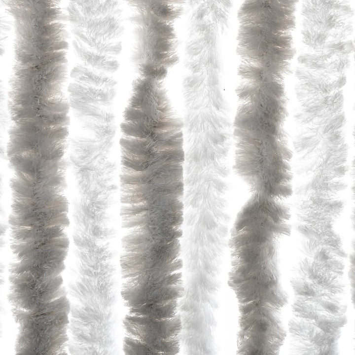 flueforhæng 90x200 cm chenille lysegrå og hvid