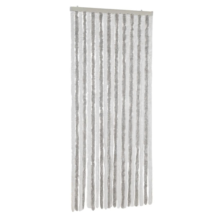 flueforhæng 90x220 cm chenille lysegrå og hvid
