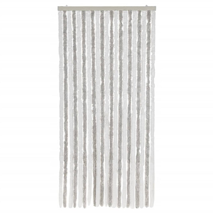 flueforhæng 90x220 cm chenille lysegrå og hvid