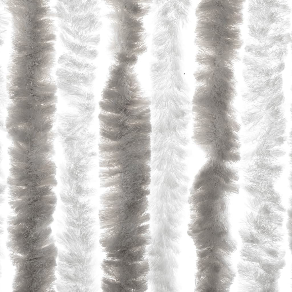 flueforhæng 90x220 cm chenille lysegrå og hvid