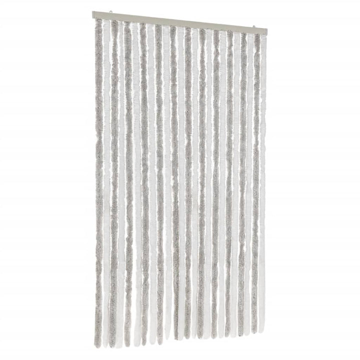flueforhæng 100x200 cm chenille lysegrå og hvid