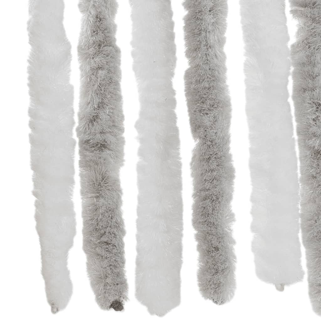 flueforhæng 100x200 cm chenille lysegrå og hvid