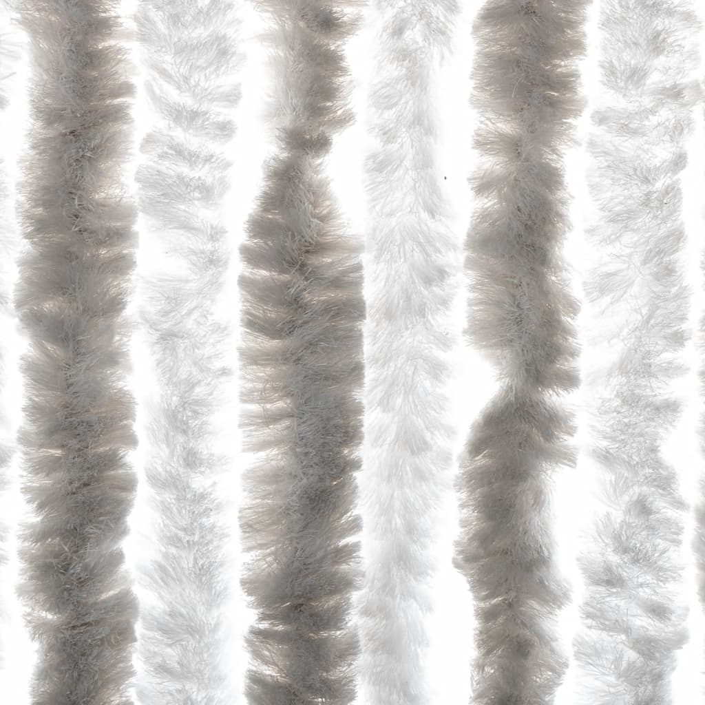 flueforhæng 100x200 cm chenille lysegrå og hvid