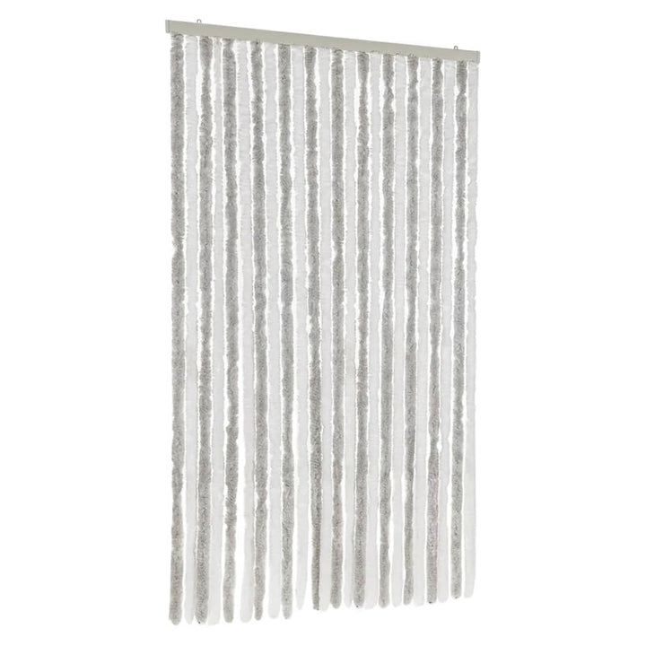 flueforhæng 100x220 cm chenille lysegrå og hvid