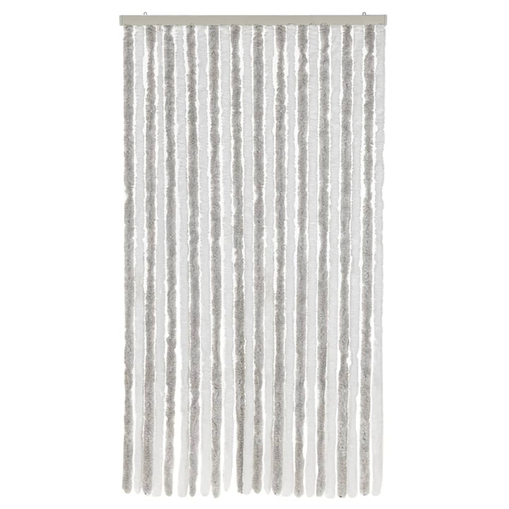 flueforhæng 100x220 cm chenille lysegrå og hvid
