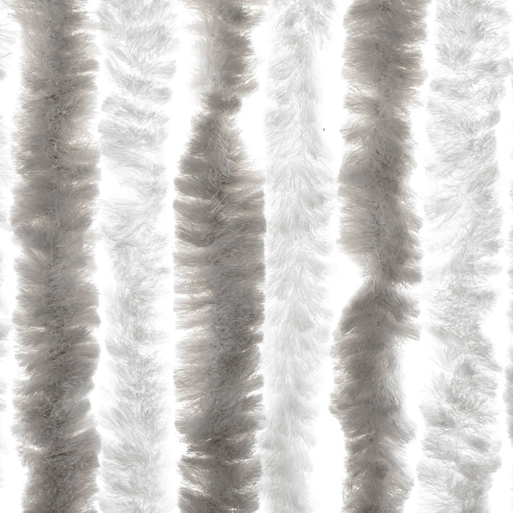 flueforhæng 100x230 cm chenille lysegrå og hvid