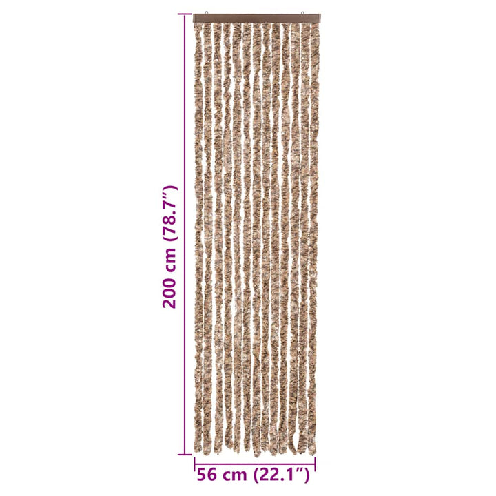flueforhæng 56x200 cm chenille beige og mørkebrun