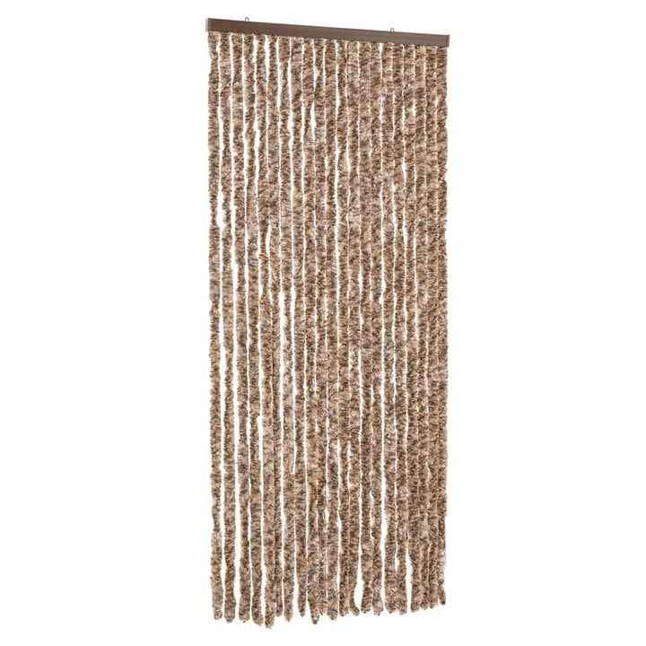 flueforhæng 90x200 cm chenille beige og mørkebrun