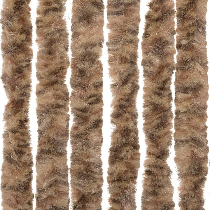 flueforhæng 90x200 cm chenille beige og mørkebrun