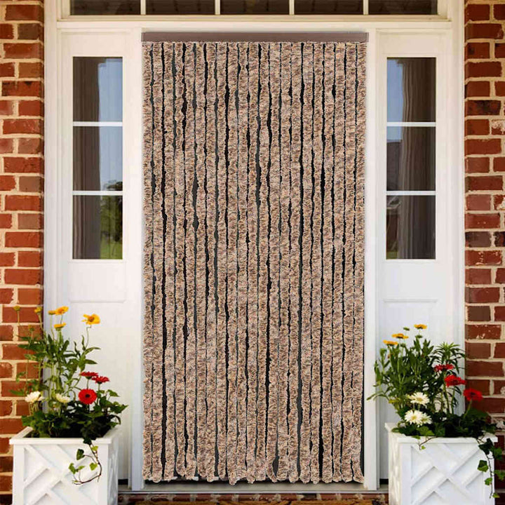 flueforhæng 90x220 cm chenille beige og mørkebrun