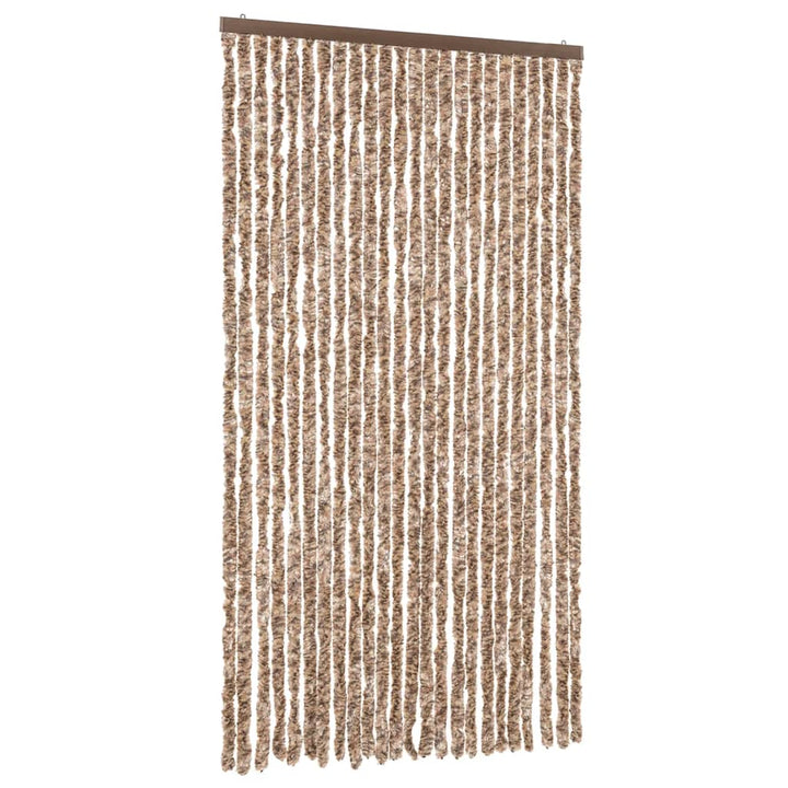 flueforhæng 100x200 cm chenille beige og mørkebrun