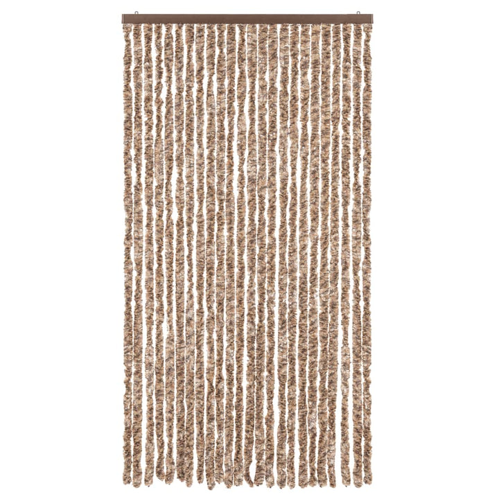 flueforhæng 100x200 cm chenille beige og mørkebrun