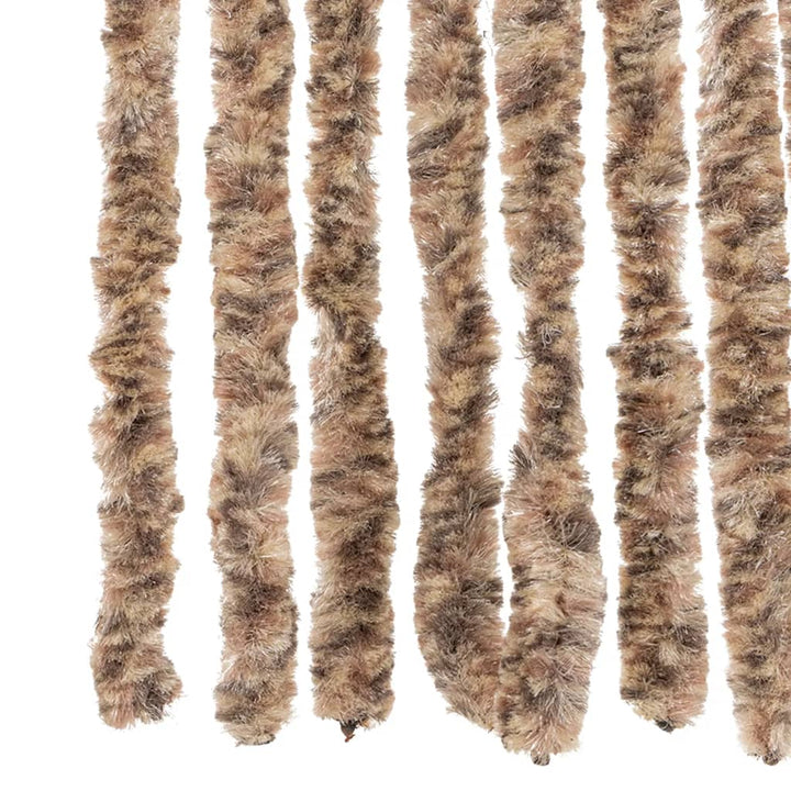 flueforhæng 100x220 cm chenille beige og mørkebrun