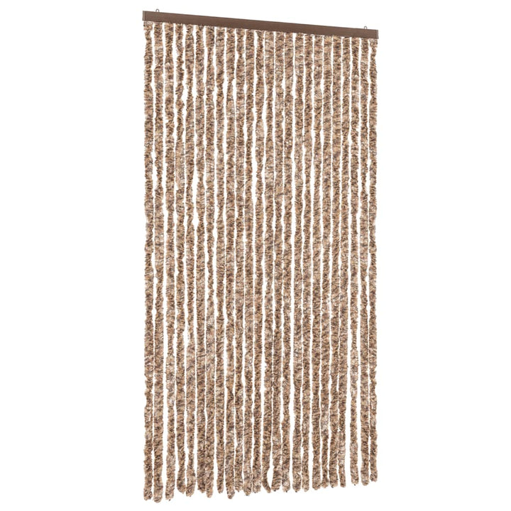 flueforhæng 100x230 cm chenille beige og mørkebrun