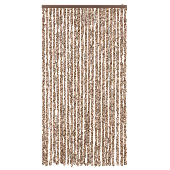 flueforhæng 100x230 cm chenille beige og mørkebrun