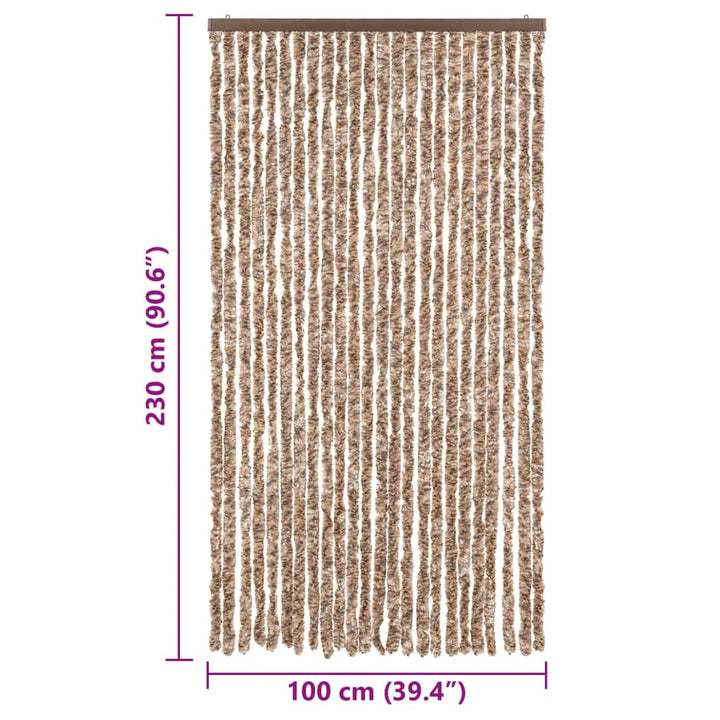 flueforhæng 100x230 cm chenille beige og mørkebrun