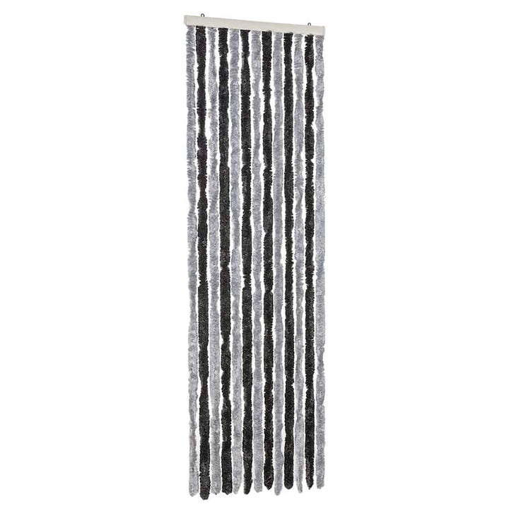 flueforhæng 56x185 cm chenille grå og sort