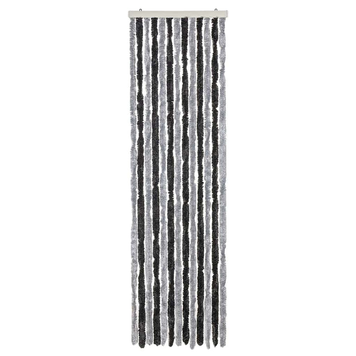 flueforhæng 56x185 cm chenille grå og sort