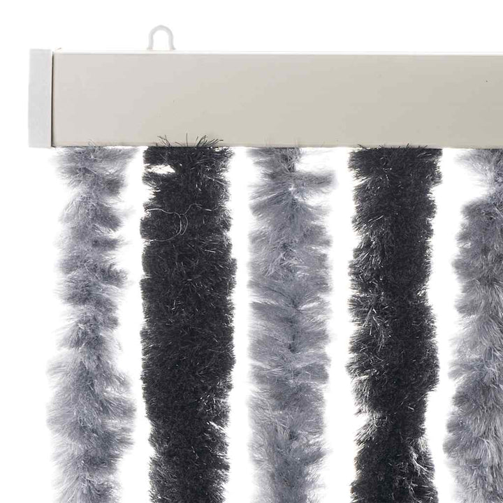 flueforhæng 56x185 cm chenille grå og sort