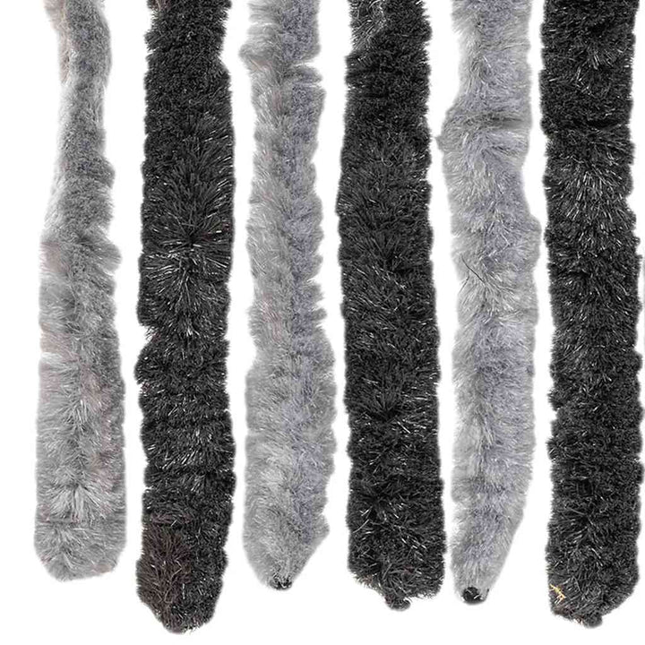 flueforhæng 56x185 cm chenille grå og sort