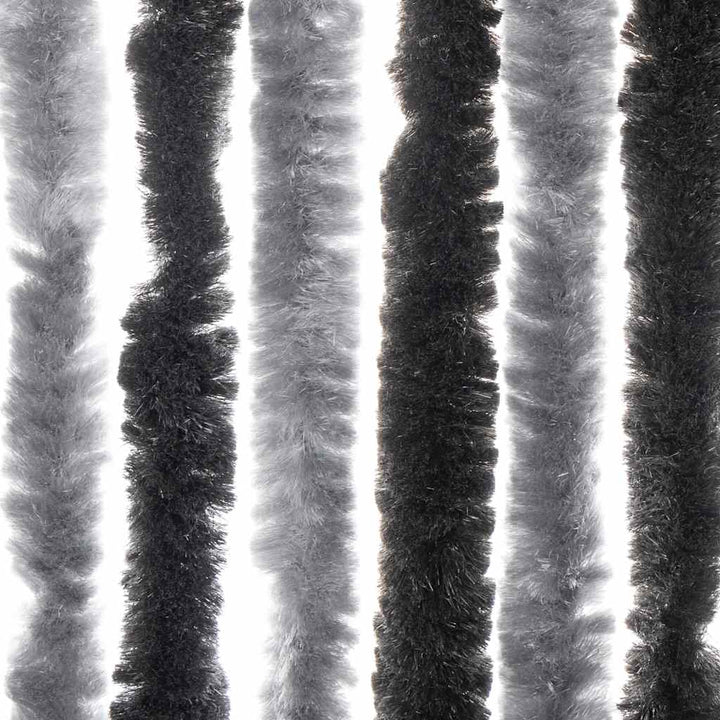 flueforhæng 56x185 cm chenille grå og sort