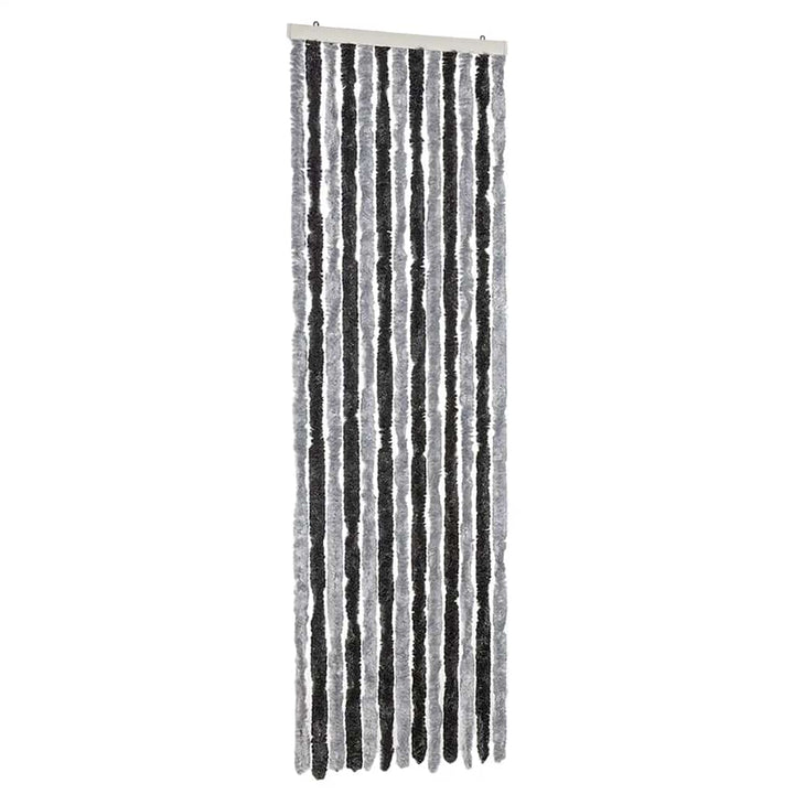 flueforhæng 56x200 cm chenille grå og sort