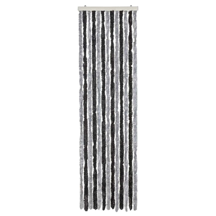 flueforhæng 56x200 cm chenille grå og sort
