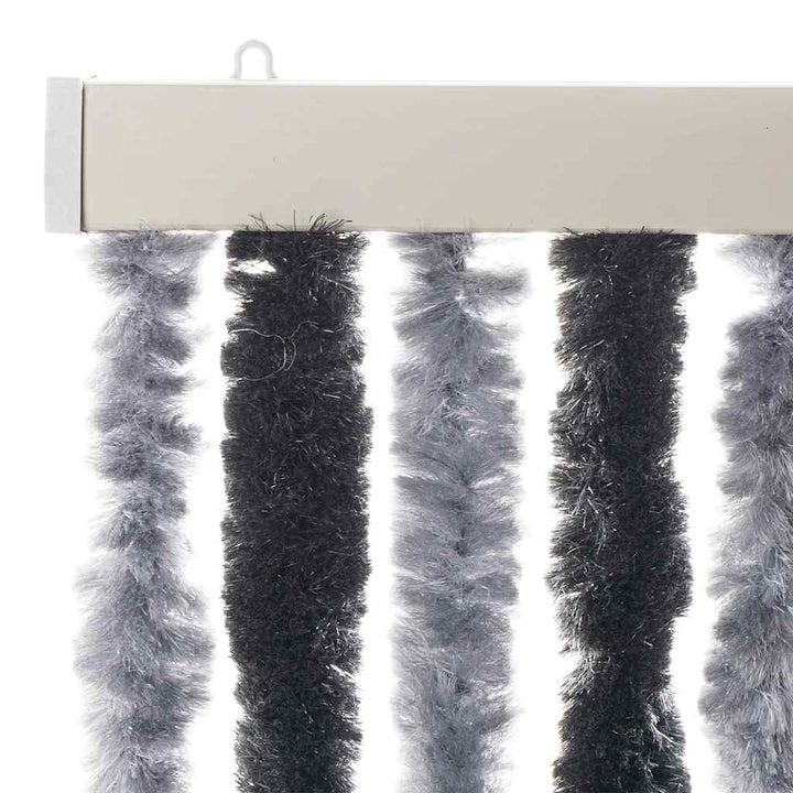 flueforhæng 56x200 cm chenille grå og sort