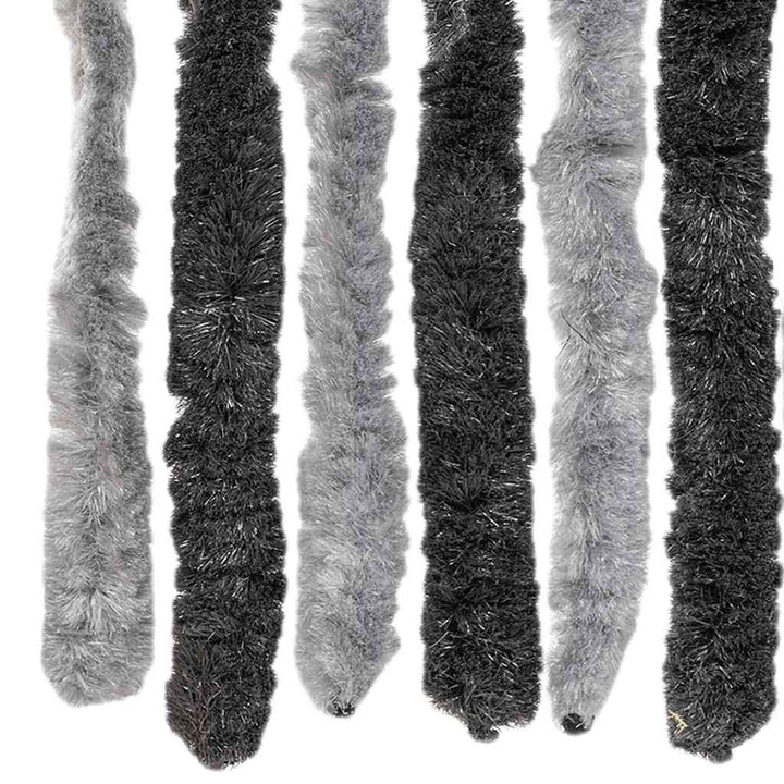 flueforhæng 56x200 cm chenille grå og sort
