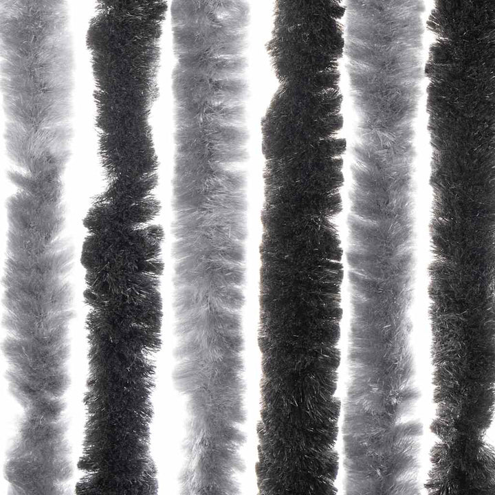 flueforhæng 56x200 cm chenille grå og sort