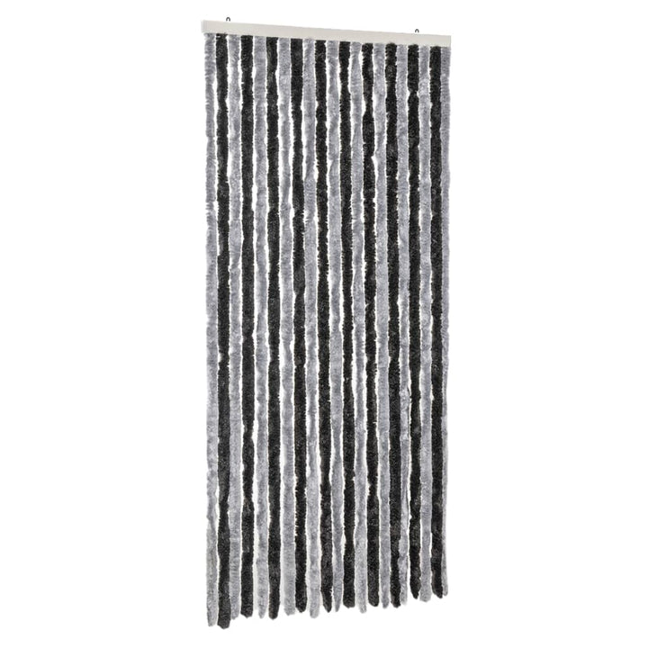 flueforhæng 90x200 cm chenille grå og sort