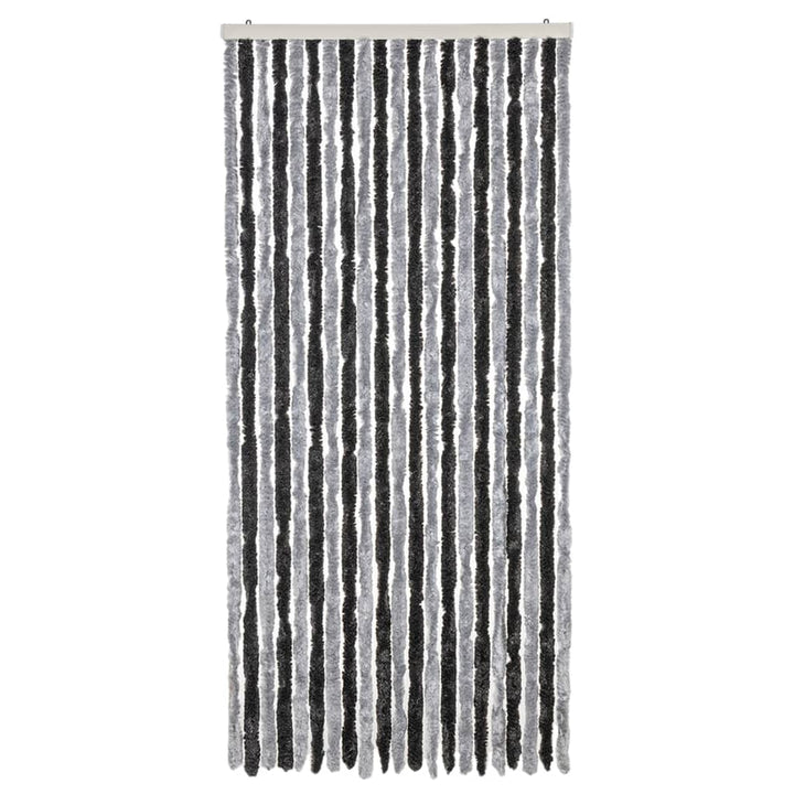 flueforhæng 90x200 cm chenille grå og sort