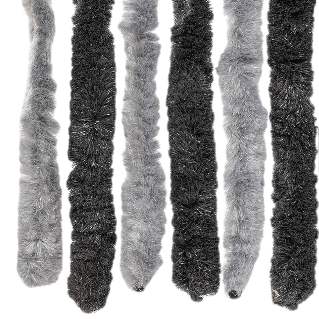 flueforhæng 90x200 cm chenille grå og sort