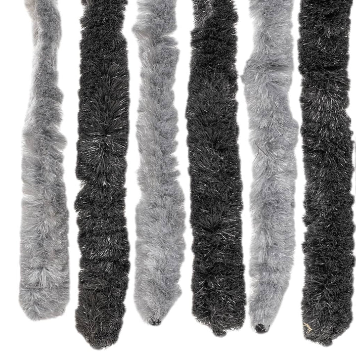 flueforhæng 90x200 cm chenille grå og sort