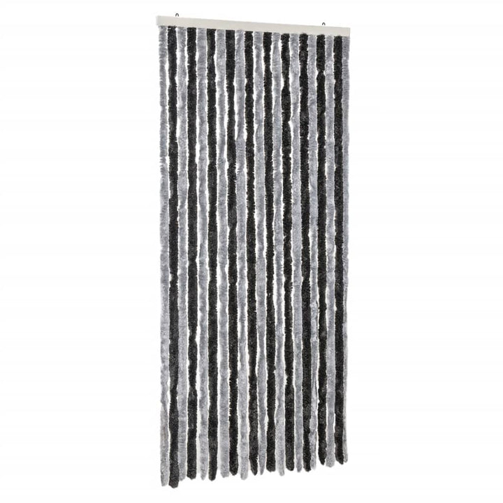 flueforhæng 90x220 cm chenille grå og sort