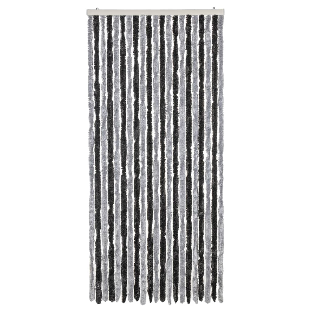 flueforhæng 90x220 cm chenille grå og sort
