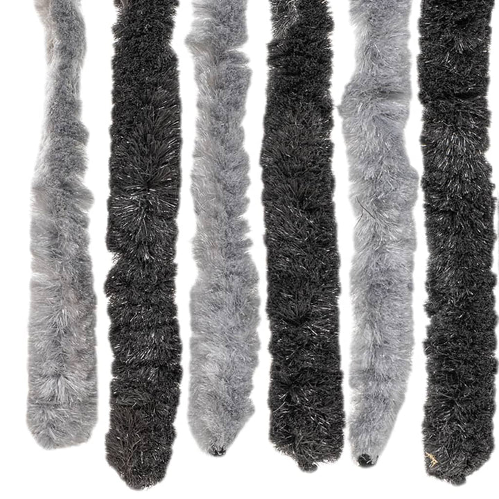 flueforhæng 90x220 cm chenille grå og sort