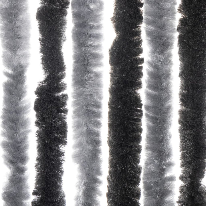 flueforhæng 90x220 cm chenille grå og sort