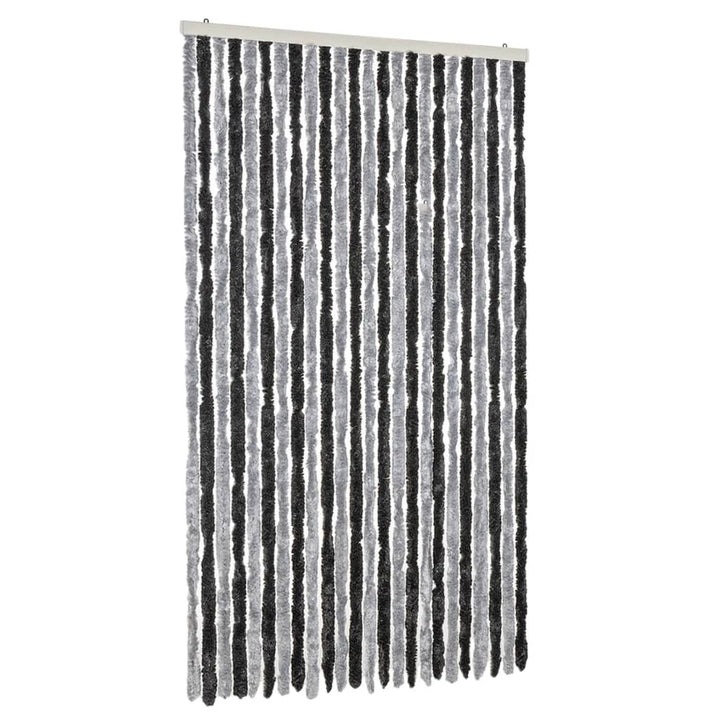 flueforhæng 100x200 cm chenille grå og sort