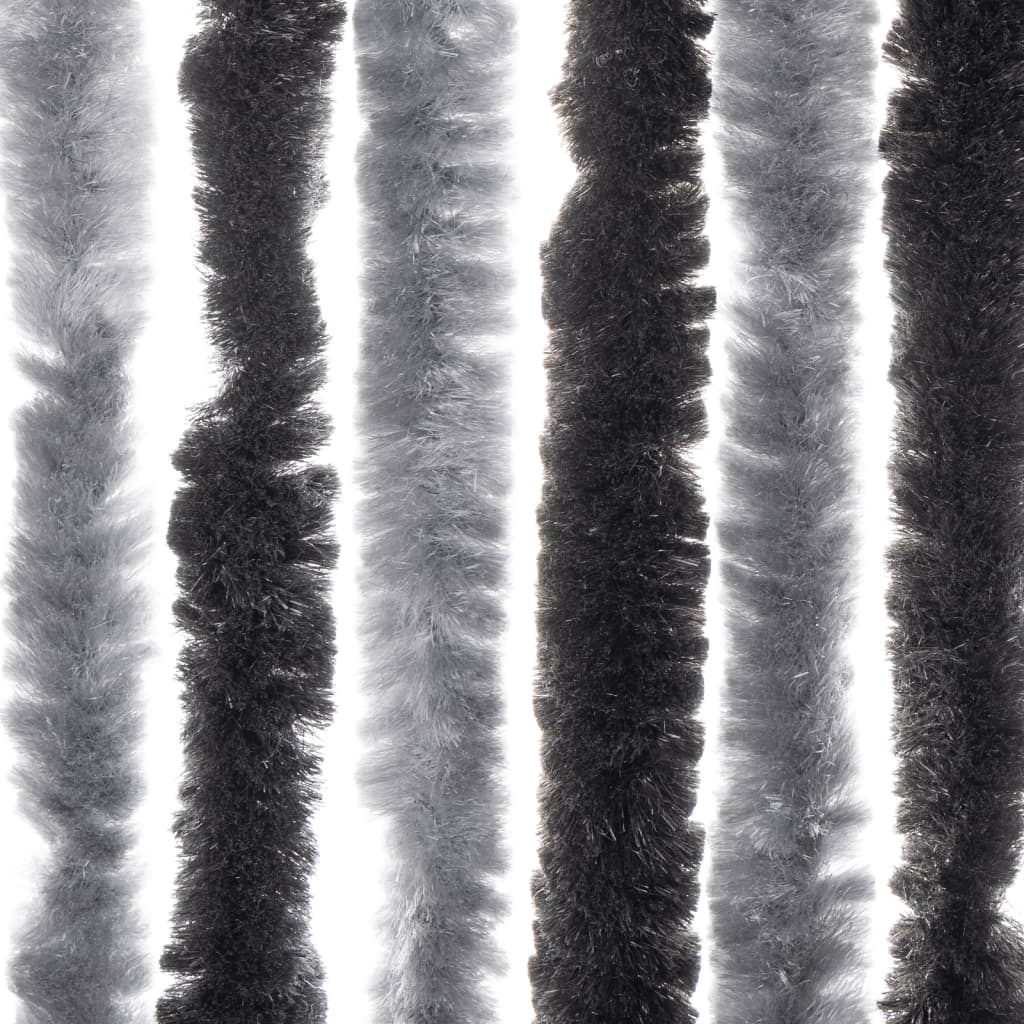 flueforhæng 100x200 cm chenille grå og sort
