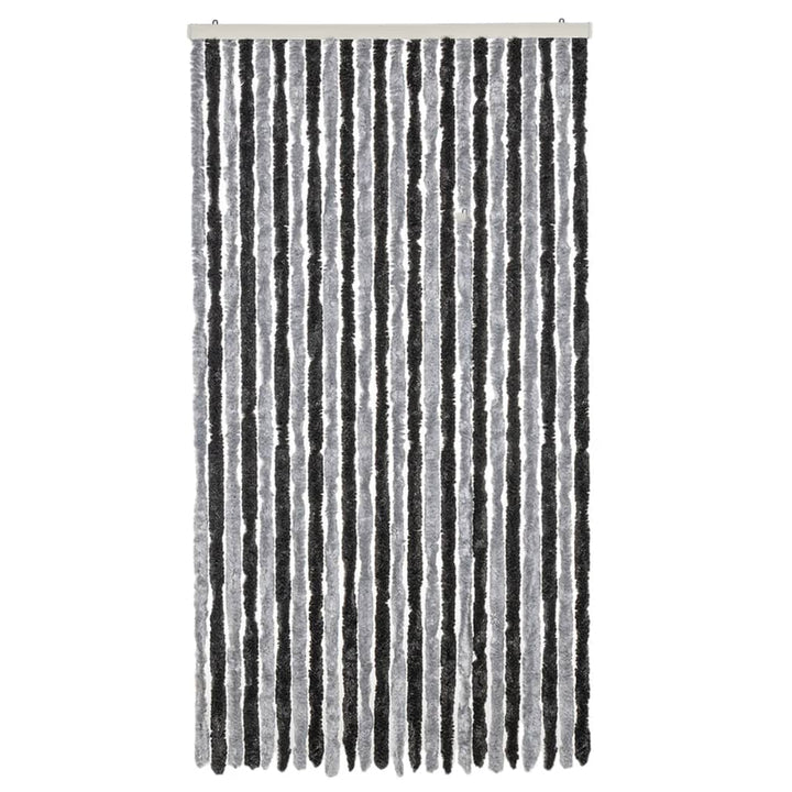 flueforhæng 100x220 cm chenille grå og sort