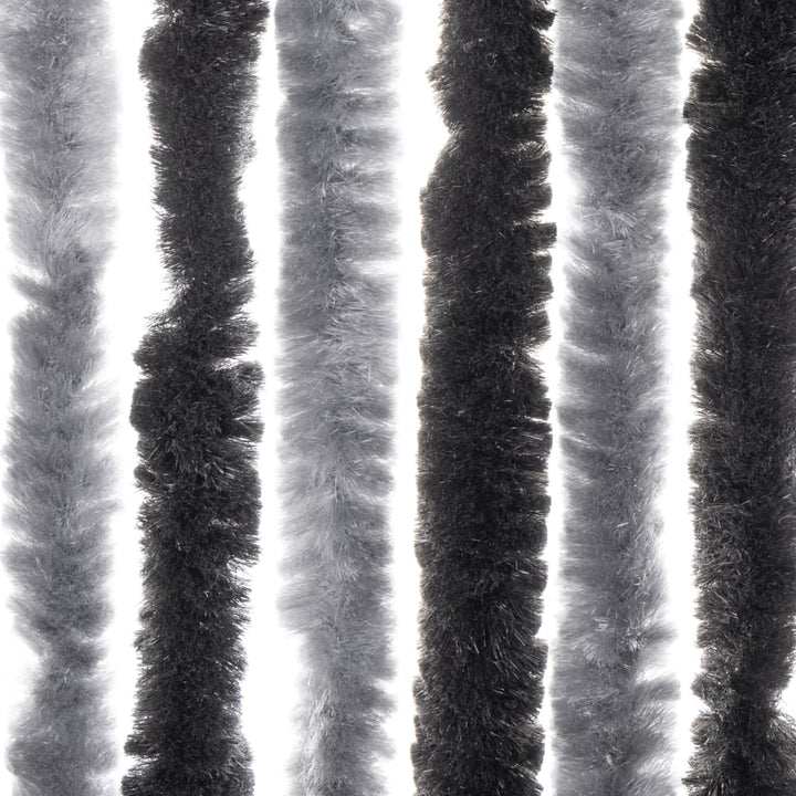 flueforhæng 100x220 cm chenille grå og sort