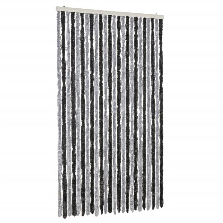 flueforhæng 100x230 cm chenille grå og sort