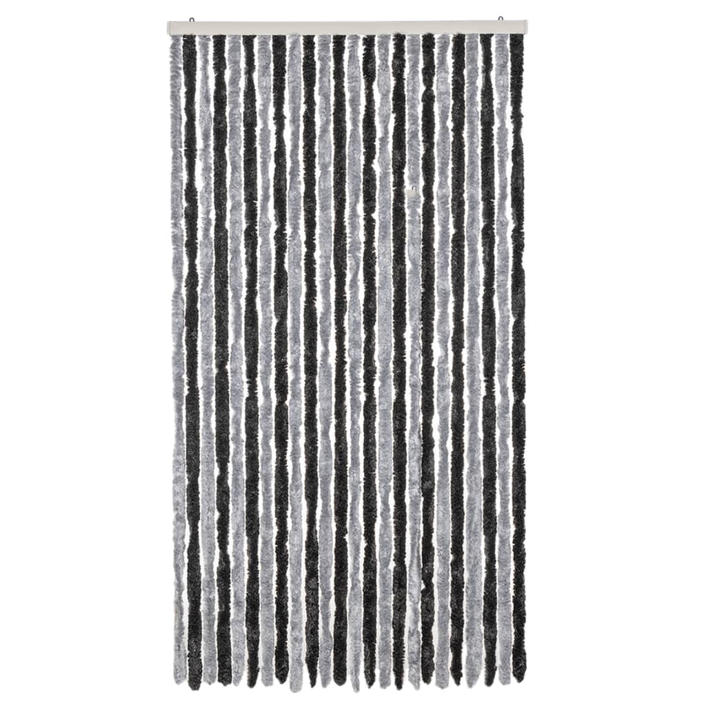flueforhæng 100x230 cm chenille grå og sort