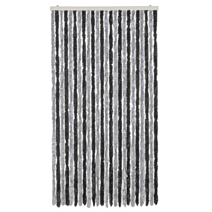flueforhæng 100x230 cm chenille grå og sort
