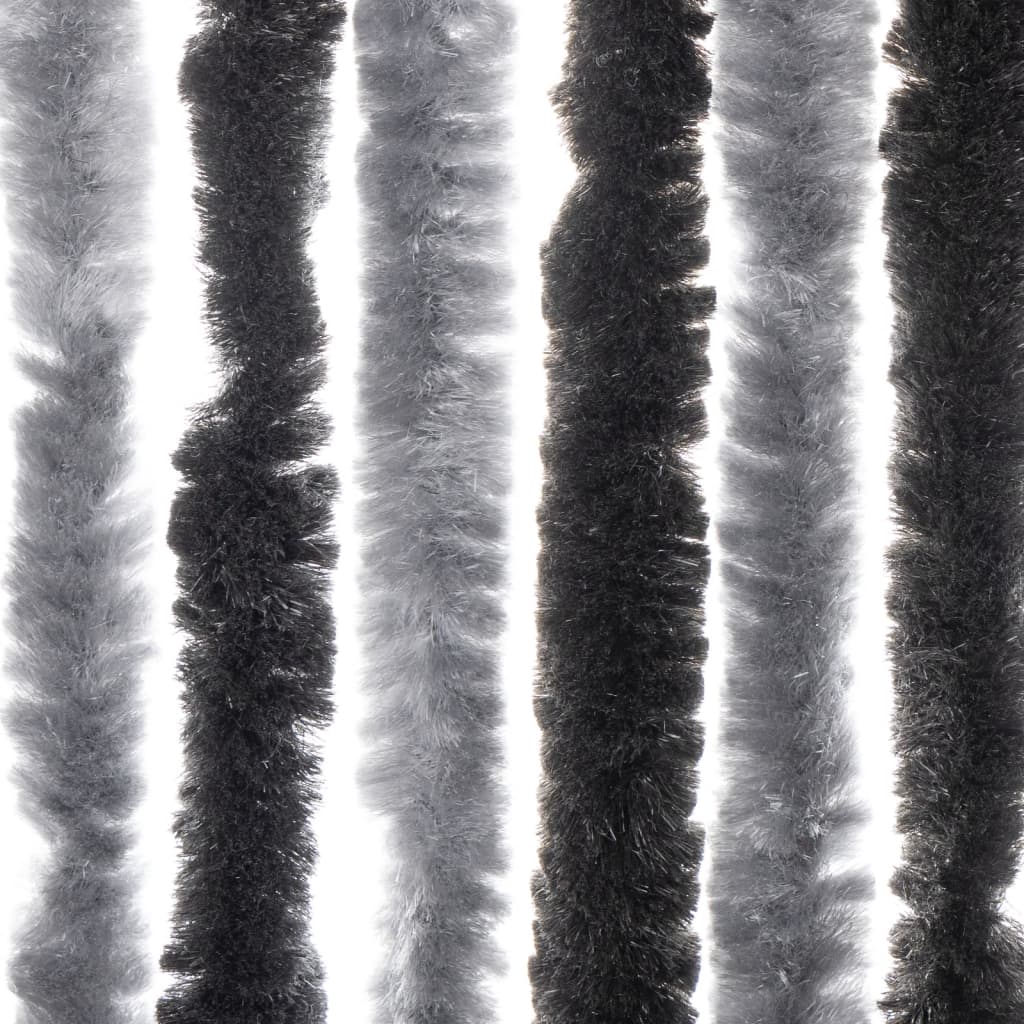 flueforhæng 100x230 cm chenille grå og sort
