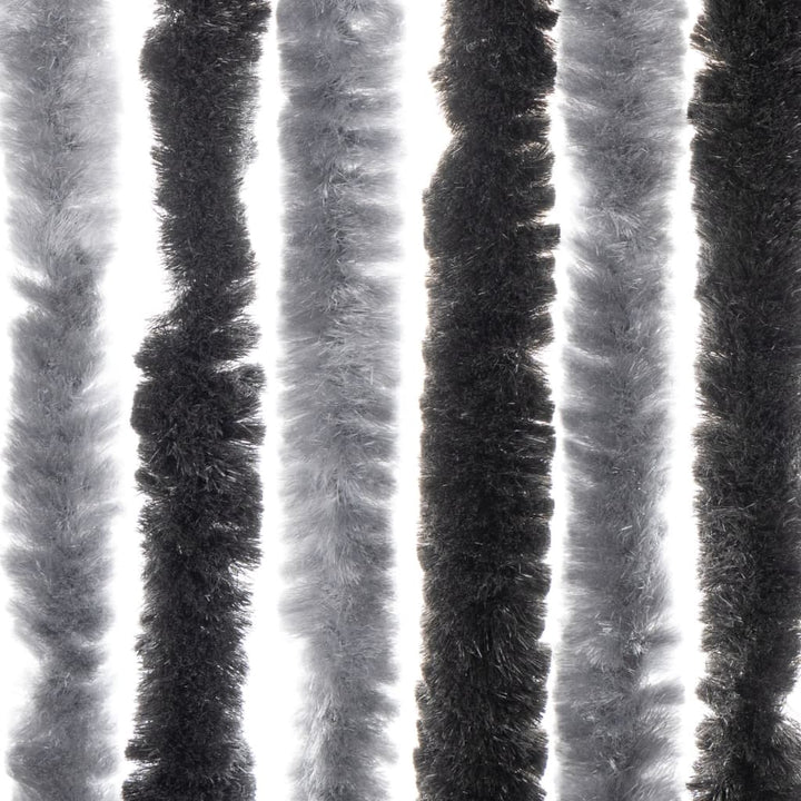 flueforhæng 100x230 cm chenille grå og sort