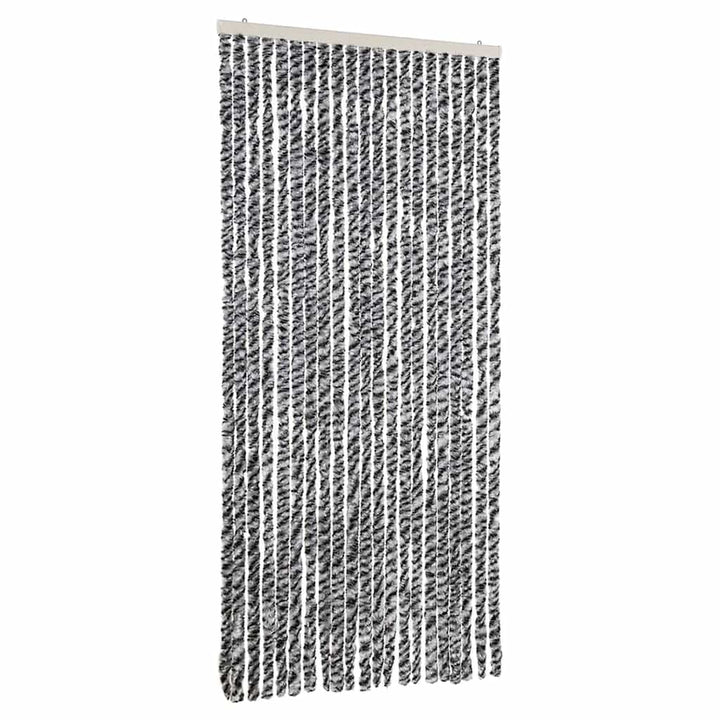 flueforhæng 90x200 cm chenille grå + sort og hvid